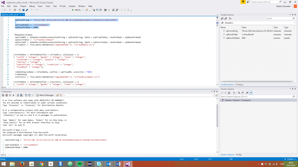 Screenshot: R-Tools for Visual Studio