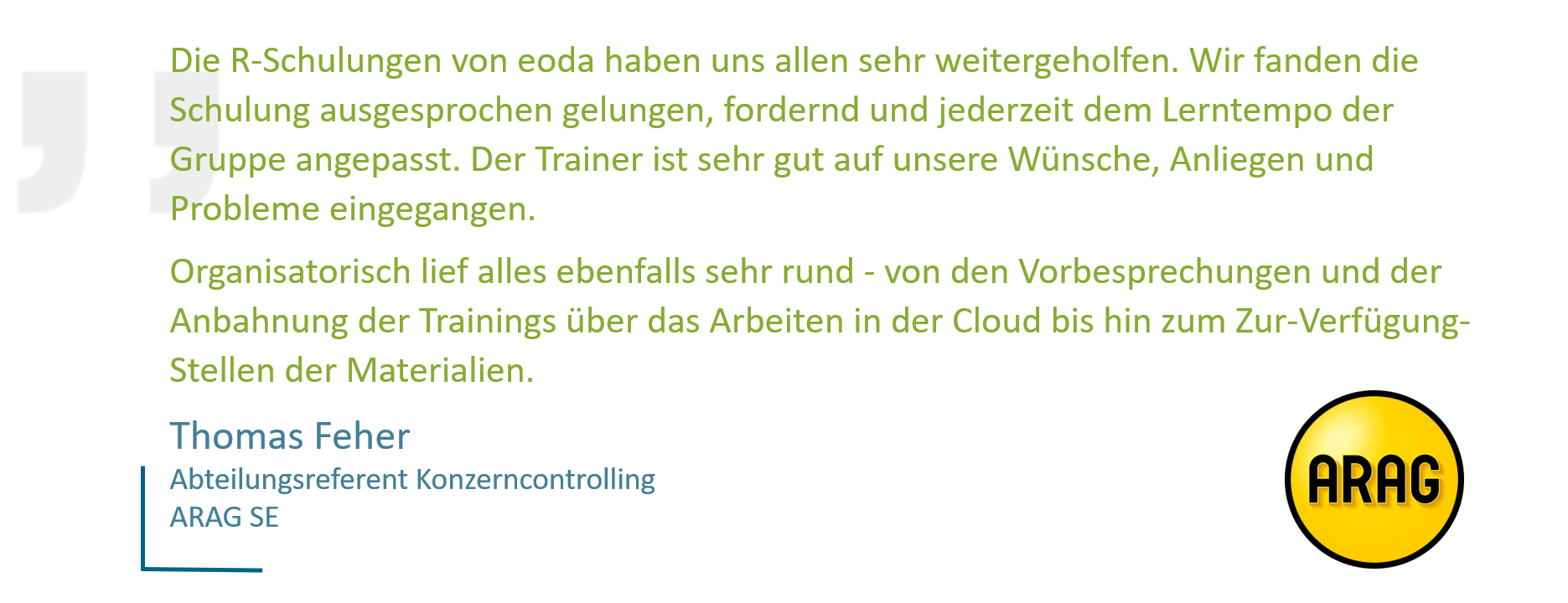 Kundenstimme über das eoda Training von der ARAG SE