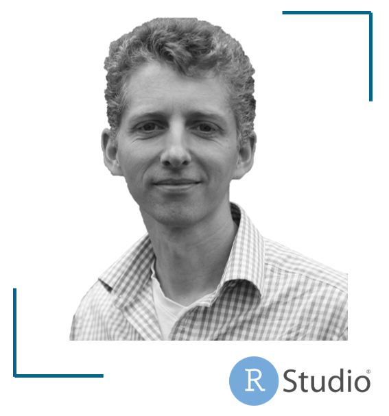 Portraitbild von Ralf Stubner mit Logo von RStudio