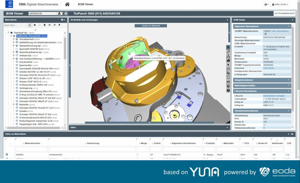 Digitale Maschinenakte mit 3D-Viewer