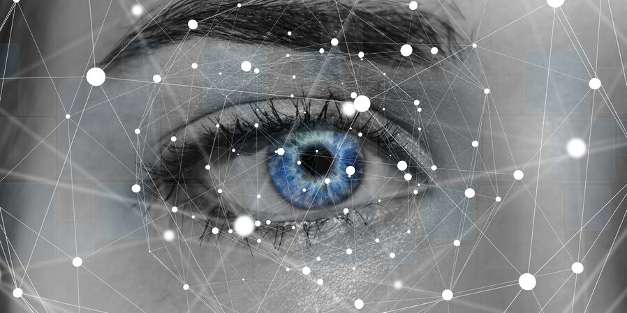 Close-up of woman digital eye network concept 3D rendering Neuronale Netze im Blick