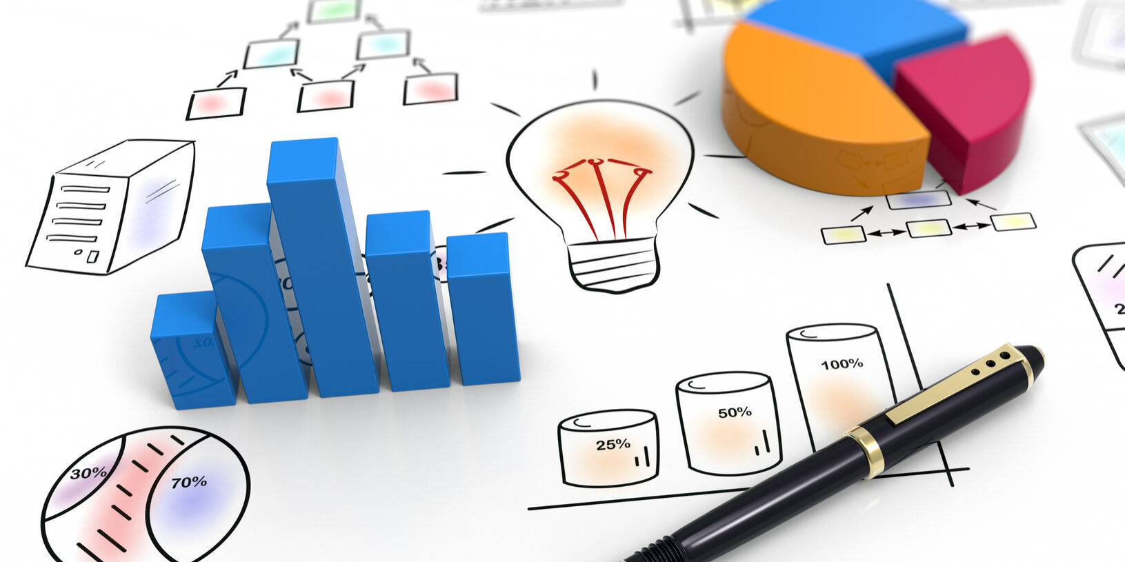 Self-Service-Analytics Business charts and graphs as concept